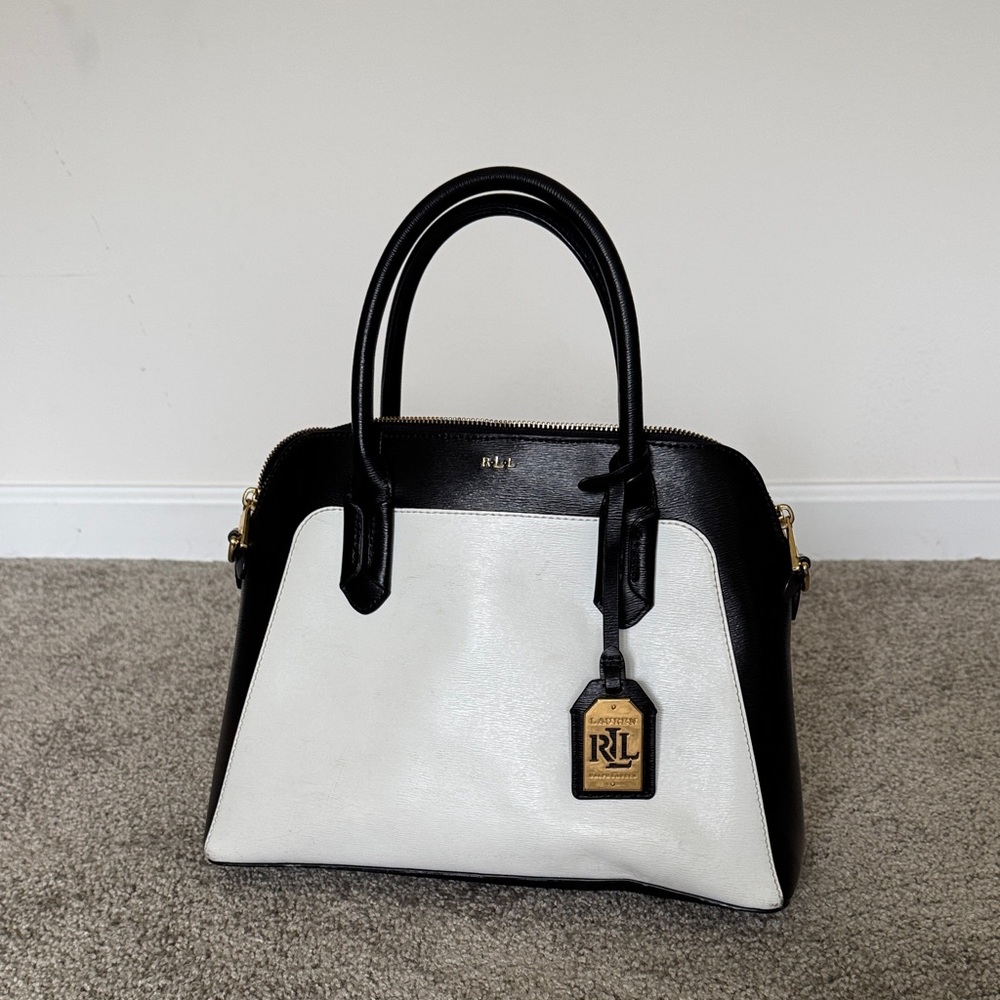 Ralph Lauren Black & White Women's Leather Handbag